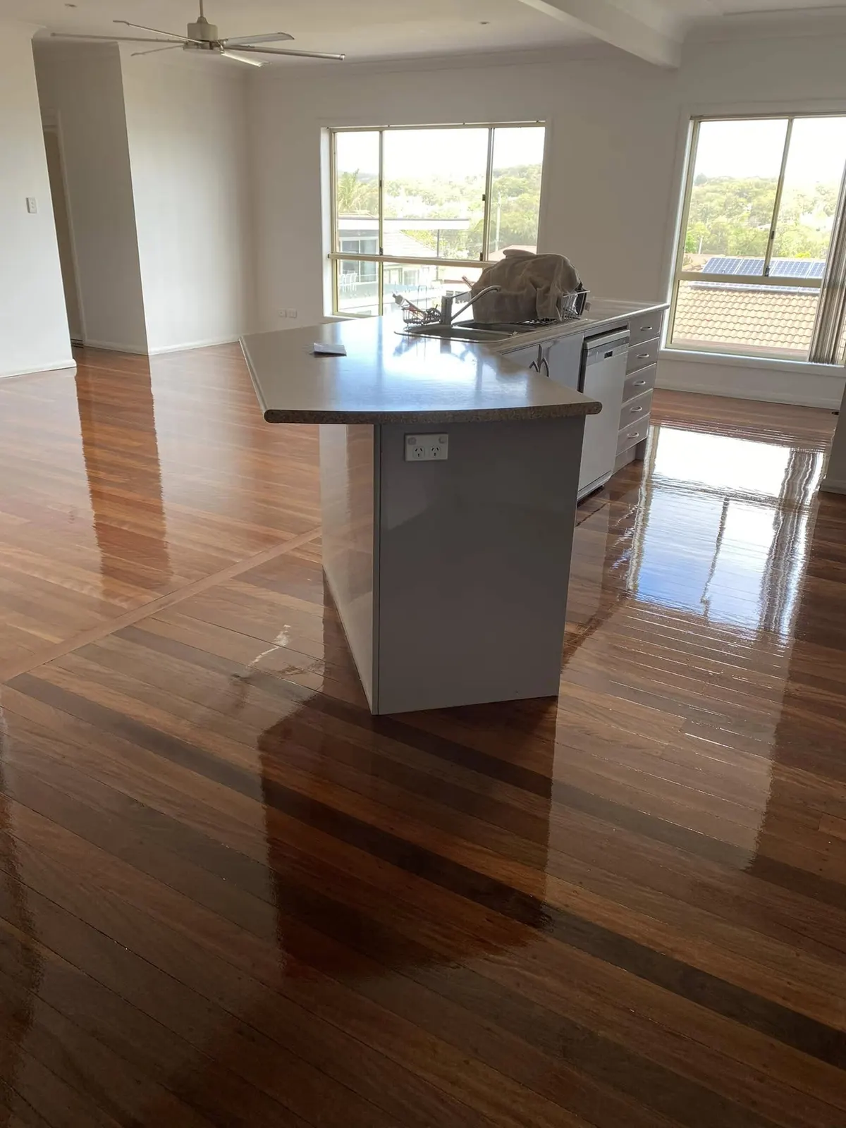 Sanded and polished timber floor by A & T’s